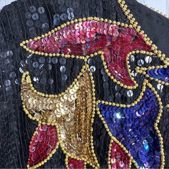 NEW International Fashions NY, Inc. vintage silk/sequin short sleeve top, sz 22 - Picture 5 of 13